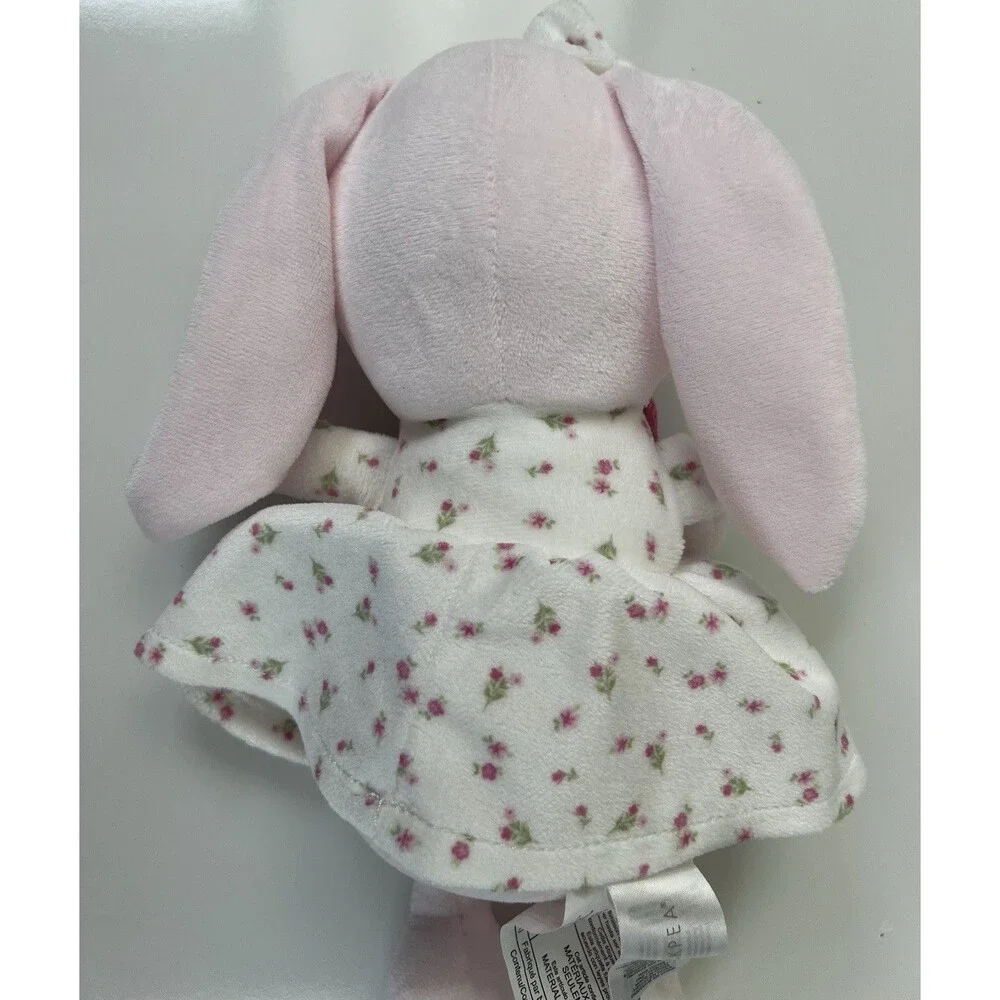 Chickpea Plush Bunny Rabbit White Pink Floral Flowers 11” Stuffed Animal Lovey